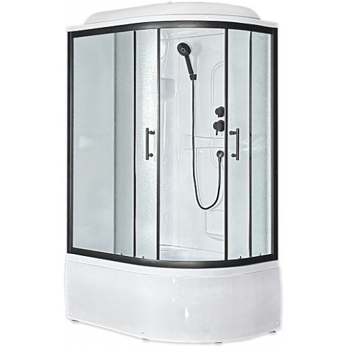Royal Bath Душевая кабина Practic RB 8120BK1-M-BL 90x90 L стекло рифленое профиль черный матовый