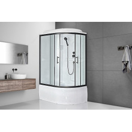 Royal Bath Душевая кабина Practic RB 8120BK1-M-BL 90x90 L стекло рифленое профиль черный матовый