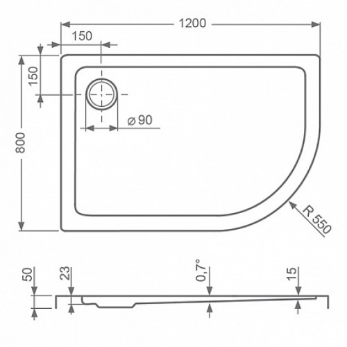 Roltechnik Душевой поддон "FLAT ASYM (L)"