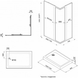 Triton Душевой уголок Вента-Хром 120x80 с поддоном