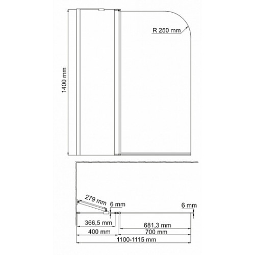 WasserKRAFT Шторка на ванну Leine 35P02-110