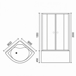Royal Bath Душевой уголок RB 90BK-C-CH 900x900x2000