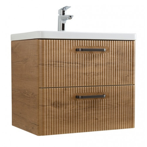 BelBagno Тумба с раковиной Due 50 подвесная Rovere Nature ручки Матовый тёмный никель