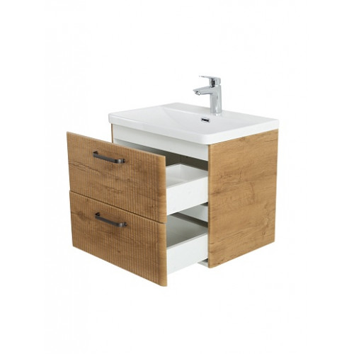 BelBagno Тумба с раковиной Due 50 подвесная Rovere Nature ручки Матовый тёмный никель