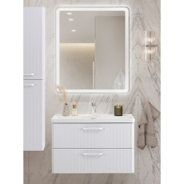 BelBagno Тумба с раковиной Due 80 подвесная Белый металлик ручки Белые