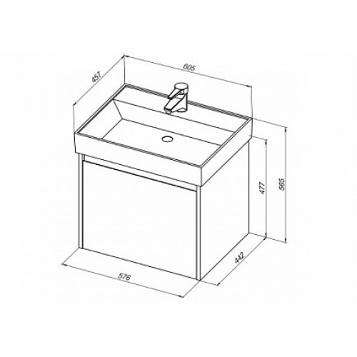 Aquanet Тумба с раковиной Nova Lite 60 дуб рошелье