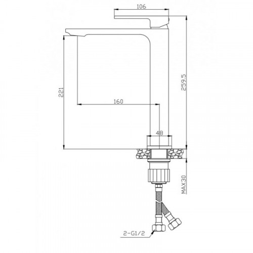 Смеситель для раковины BelBagno Luce LUC-LMC-CRM хром