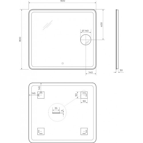 BelBagno Зеркало Marino 90x80 SPC-MAR-900-800-LED-TCH-LNZ