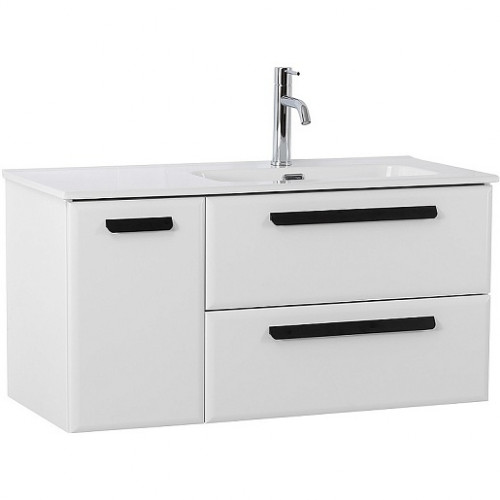 BelBagno Мебель для ванной Eco Cer-N 100-1 R bianco lucido CZR-8095-100-R ручки матовые чёрные
