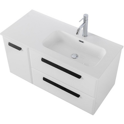 BelBagno Мебель для ванной Eco Cer-N 100-1 R bianco lucido CZR-8095-100-R ручки матовые чёрные