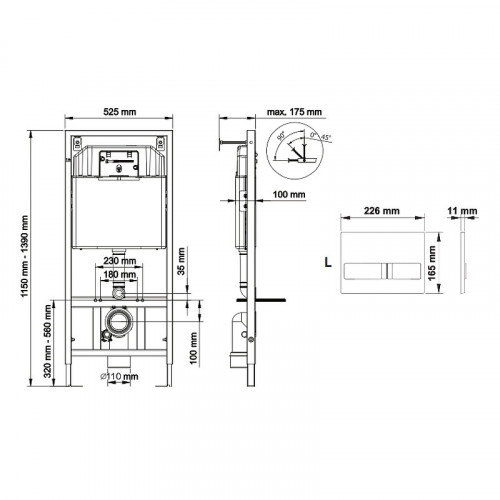 Инсталляция для унитаза Berges Novum 040213 с клавишей L3 хром