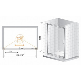 Cezares Душевая дверь в нишу PORTA-BF-1-110-P-Cr
