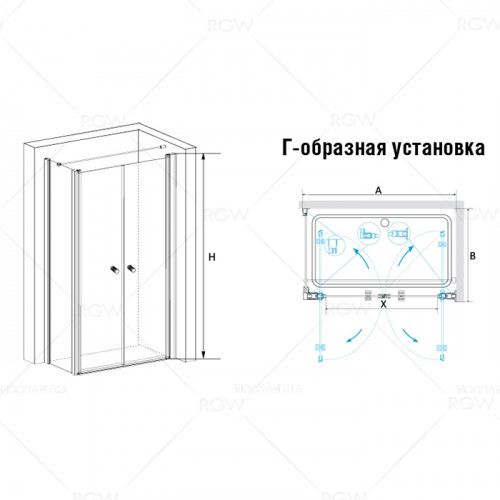 Душевой уголок RGW PA-37 (PA-04 + Z-050-1 + держатель), 04083700-011