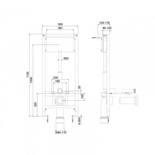 Инсталляция для унитаза OLI Wc Frame 880462 50x115