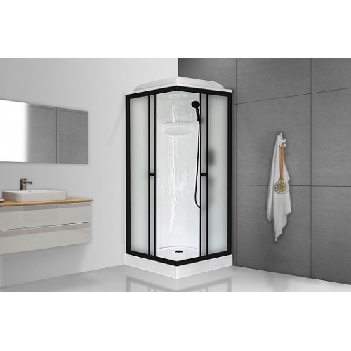 Royal Bath Душевая кабина HP RB 80HP1-M-BL 80x80 стекло матовое профиль черный матовый