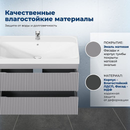Aquanet Мебель для ванной Джейн 2.0 100 Flash подвесная графит матовый