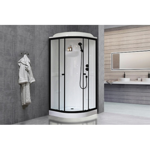 Royal Bath Душевая кабина HK RB 90HK1-T-BL 90x90 стекло прозрачное профиль черный матовый