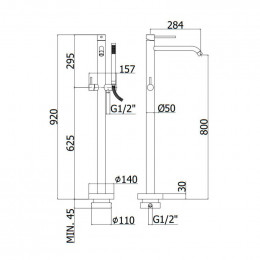 Смеситель напольный Paffoni Light LIG032NKN 276123 чёрный никель