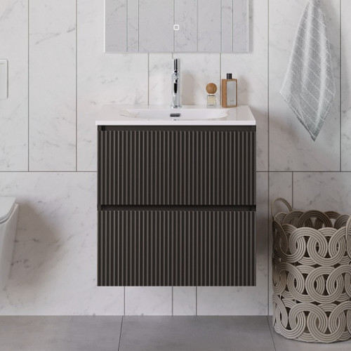BelBagno Тумба с раковиной Uno 60 подвесная Темно-Серый матовый с раковиной BB-8099-60
