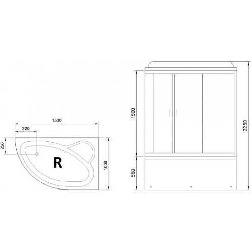 Royal Bath Душевая кабина ALP RB 150ALP-C-R/b/g 150x100 R стекло матовое профиль белый