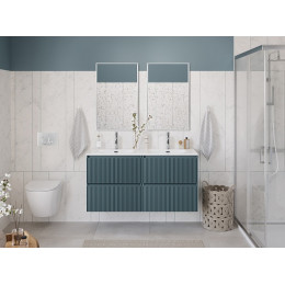 BelBagno Тумба с раковиной Uno 120 с 2 чашами подвесная Голубой матовый с раковиной CZR-8073-120-2