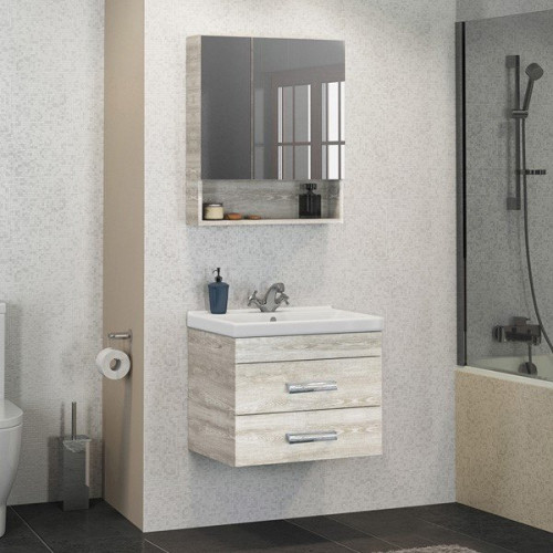 Зеркальный шкаф Comfortу Никосия-60 дуб белый