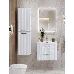 BelBagno Тумба с раковиной Due 60 подвесная Белый металлик ручки Матовый тёмный никель