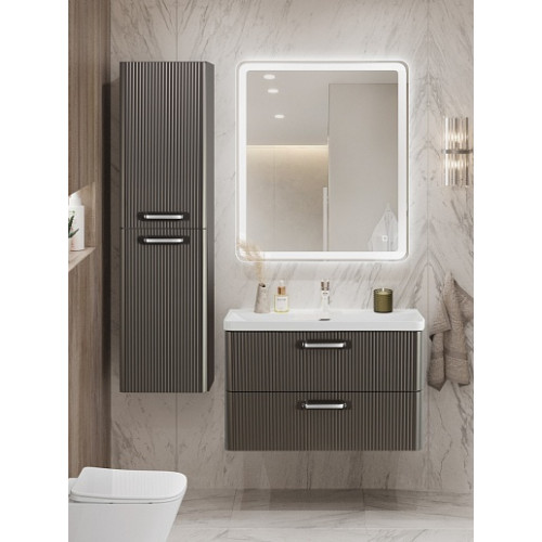 BelBagno Тумба с раковиной Due 80 подвесная Оружейная сталь ручки Хром полированный