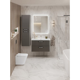 BelBagno Тумба с раковиной Due 80 подвесная Оружейная сталь ручки Хром полированный