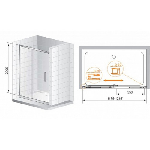 Cezares Душевая дверь в нишу PREMIER-SOFT-W-BF-1-120-C-Cr-IV
