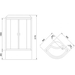Royal Bath Душевая кабина ВК RB 90BK1-T-BL 90x90 стекло прозрачное профиль черный матовый