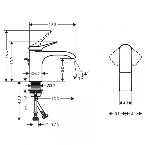 Смеситель для раковины Hansgrohe Vivenis 75010670 черный матовый