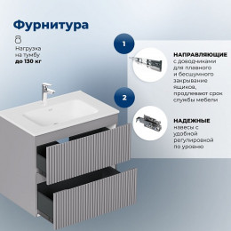 Aquanet Мебель для ванной Джейн 2.0 80 Flat подвесная графит матовый