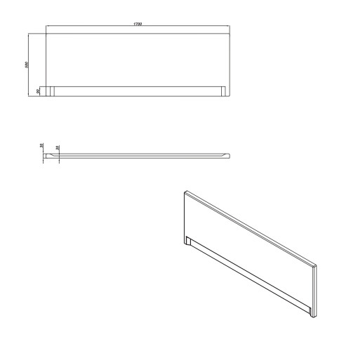 Панель для ванны фронтальная UNIVERSAL TYPE 1 170