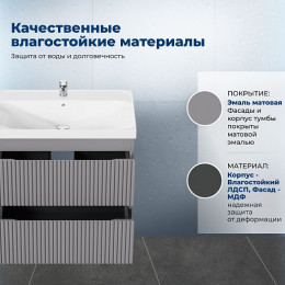 Aquanet Мебель для ванной Джейн 2.0 60 Flash подвесная графит матовый