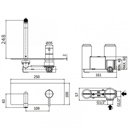 Смеситель для раковины Paffoni Light LIG106NO 293246 чёрный матовый