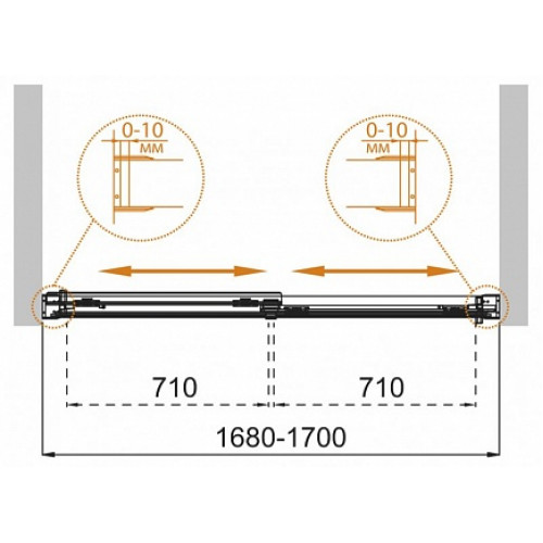 Cezares Шторка на ванну TANDEM-SOFT-VF-2-170/145-C-Cr-IV