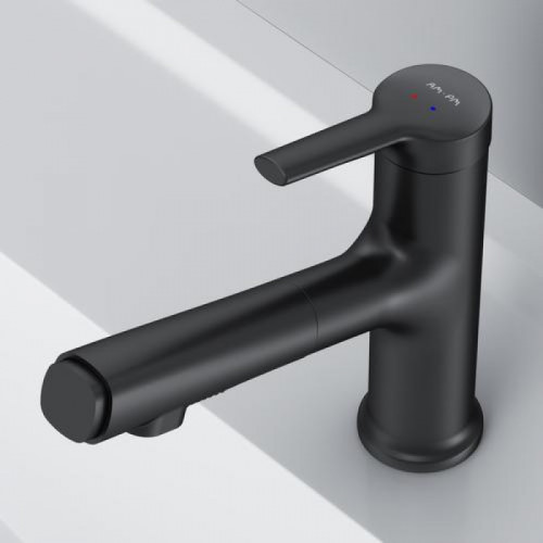 Смеситель для раковины Am.Pm X-Joy S F85B02922 с вытяжным изливом черный матовый