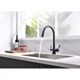Смеситель для кухни Lemark Comfort LM3075BL с подключением к фильтру чёрный