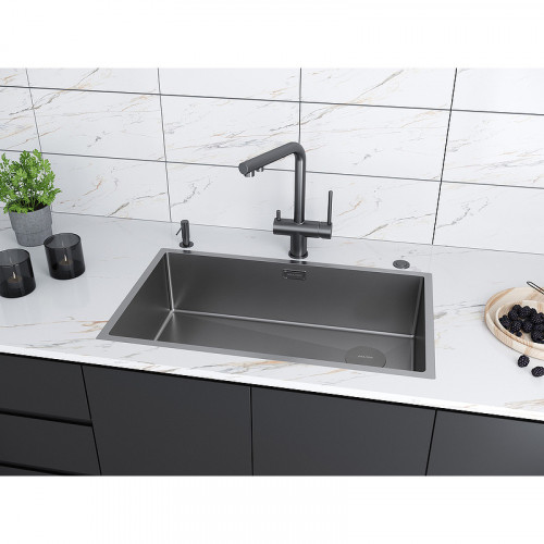 Мойка для кухни Paulmark Next-Skew Uni PM887444-MG 74 матовый серый