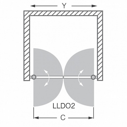 Roltechnik Двойные двери в нишу LLDO2/1000 transparent
