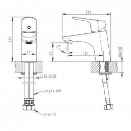 Смеситель для умывальника Bravat Drop F14898BM-1