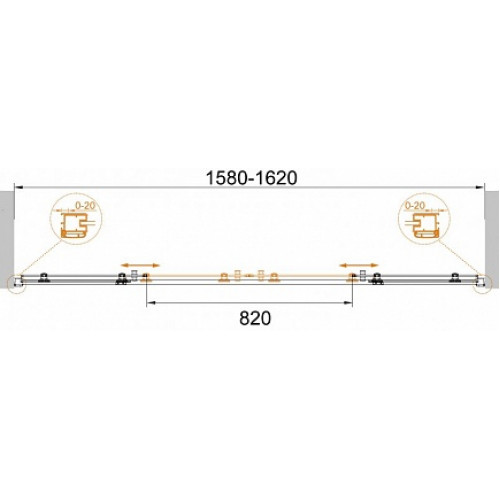 Cezares Душевая дверь в нишу ANIMA-W-BF-2-160-C-Cr