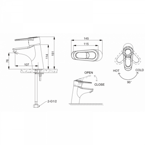 Смеситель для умывальника Bravat Loop F1124182BM-RUS