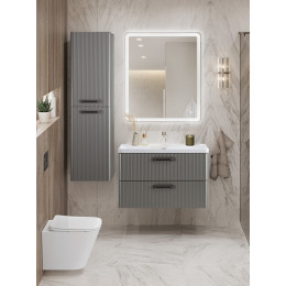 BelBagno Тумба с раковиной Due 80 подвесная Сатин ручки Матовый тёмный никель