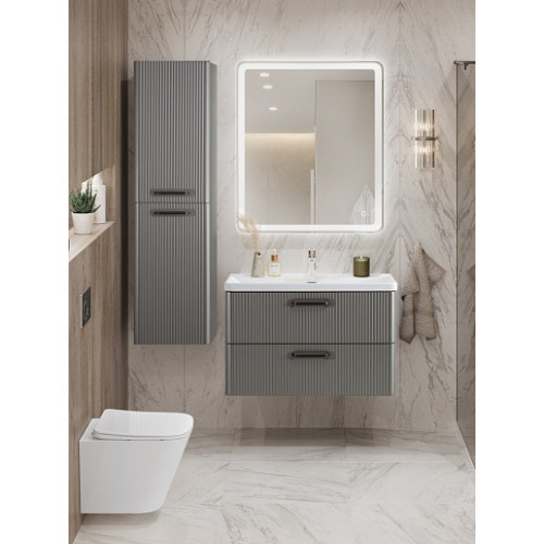 BelBagno Тумба с раковиной Due 80 подвесная Сатин ручки Матовый тёмный никель