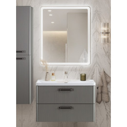 BelBagno Тумба с раковиной Due 80 подвесная Сатин ручки Матовый тёмный никель