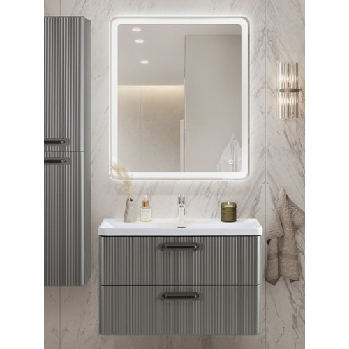BelBagno Тумба с раковиной Due 80 подвесная Сатин ручки Матовый тёмный никель