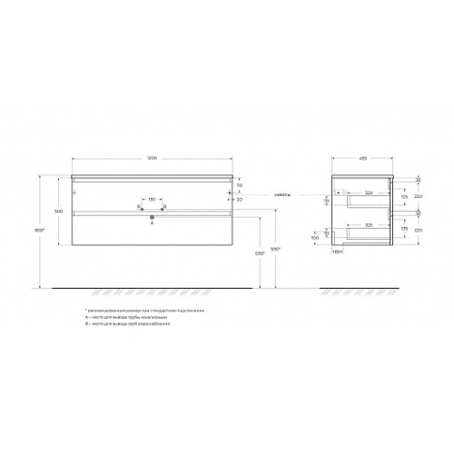 BelBagno Тумба с раковиной Kraft 120 подвесная Темно-Серый матовый с раковиной BB1200ETL
