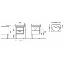 Kerama Marazzi Тумба с раковиной Pompei 60, 2 ящика, белая